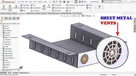 how to make vents in sheet metal|solidworks sheet metal vents tutorial.